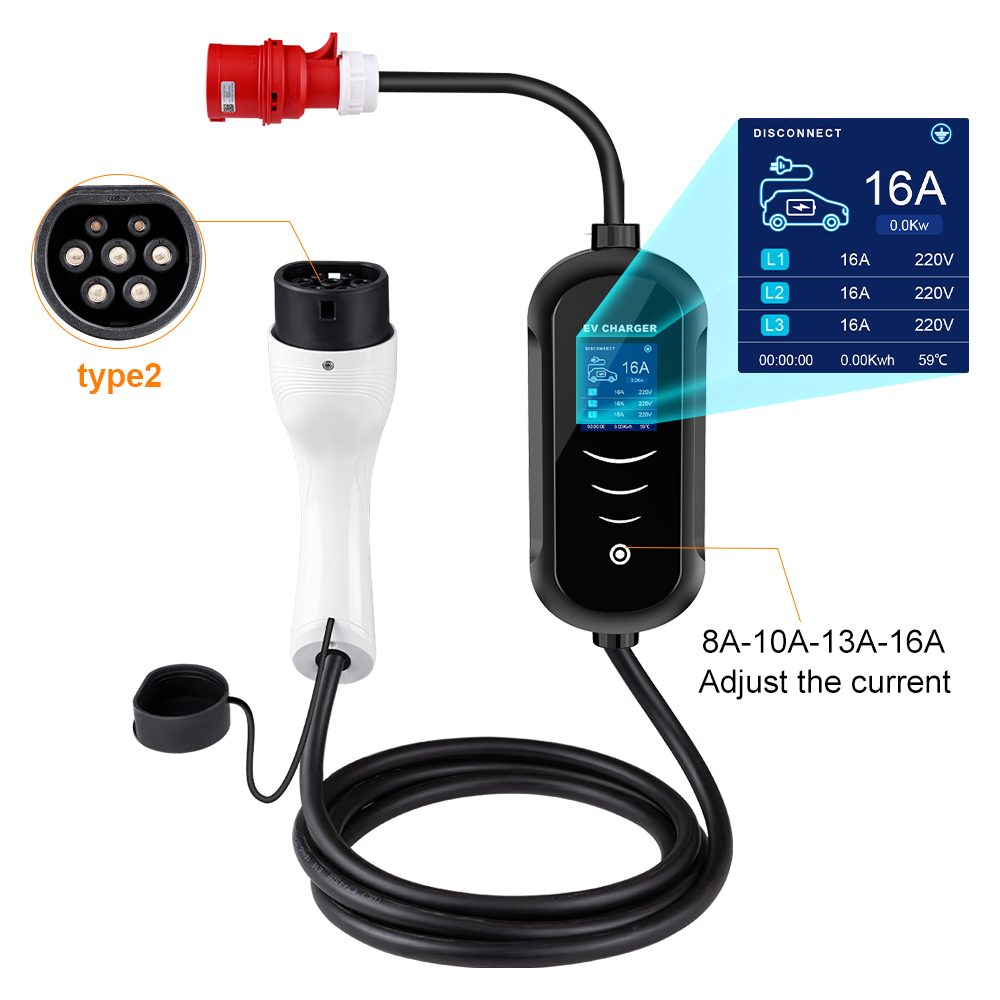 IPENGEN 11KW 16A 3 fazlı EV ta - Type 2 Portable Ev Charger 11Kw Cee incelemesi ve fiyatı
